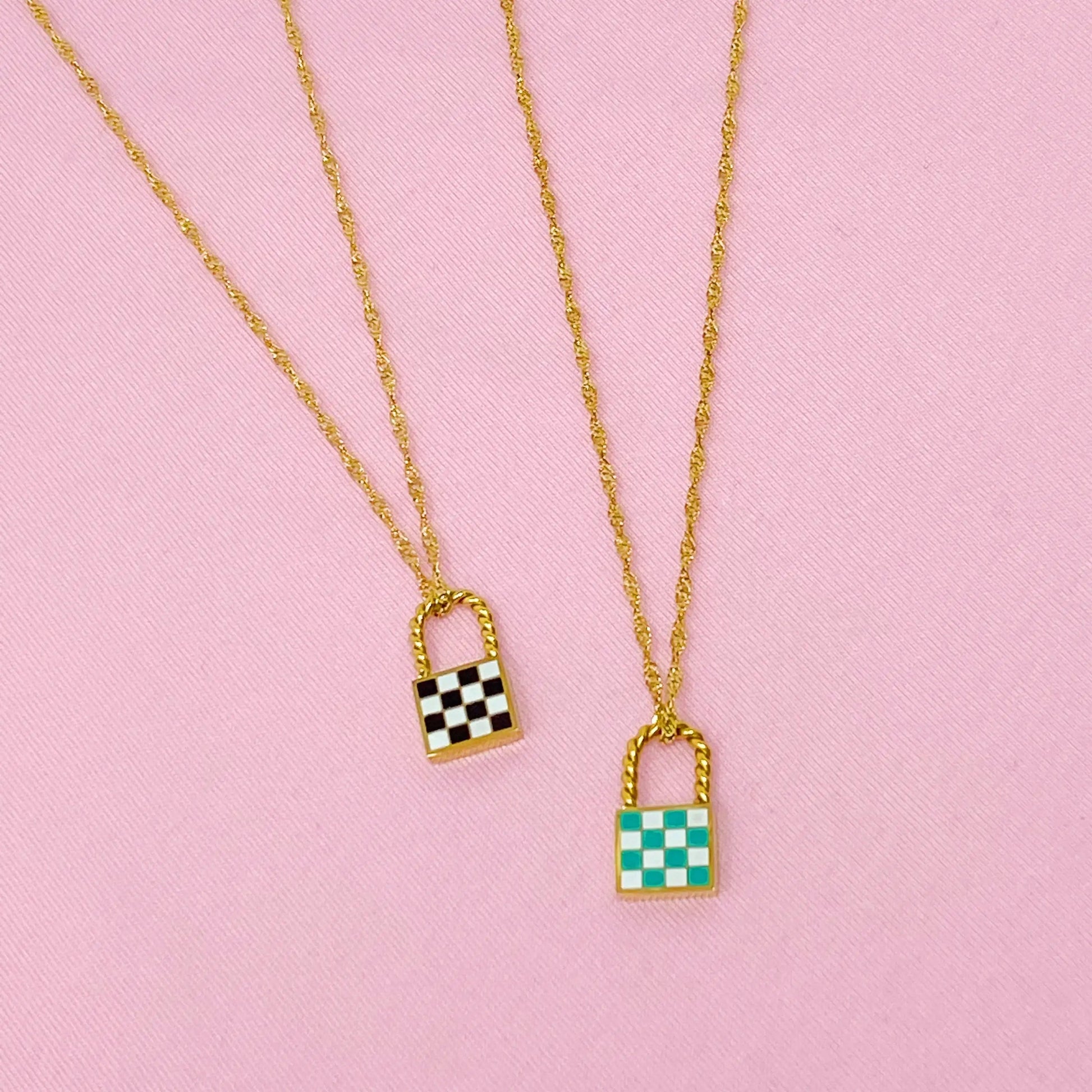 Checkered Locket Necklace WEM Support (www.WEM.support)