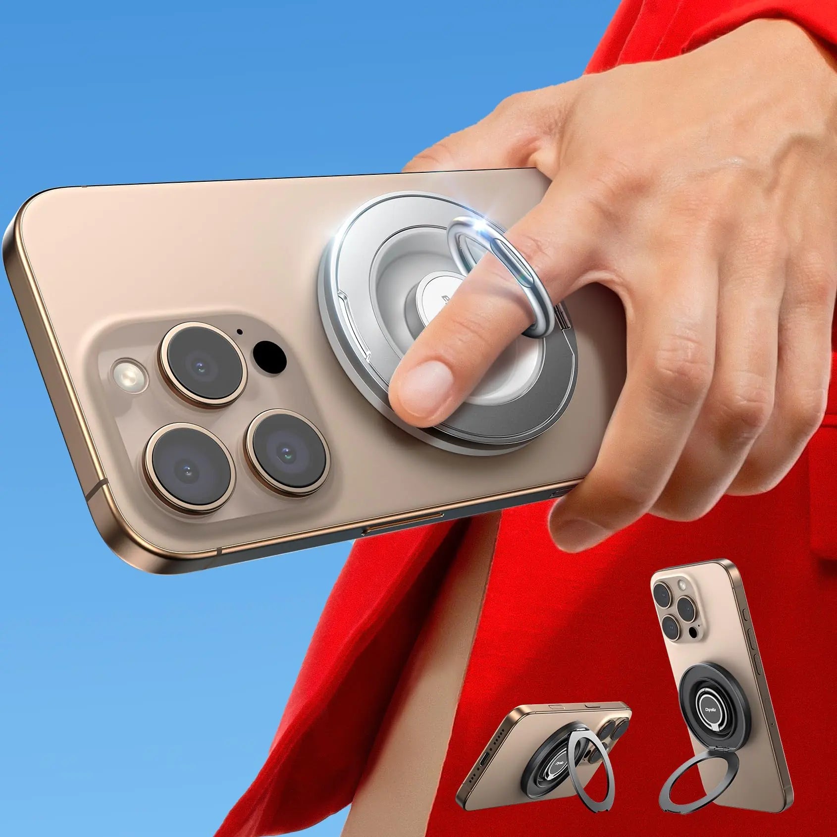 Magnetic Phone Grip Stand, Chfeila Upgraded [Dual 360° Rotation Ring] Phone Ring Holder for MagSafe, Enhance Magnet Finger Kickstand for iPhone 16 15 14 13 12, Pro, Pro Max, Plus, Mag Safe - White HejK.com