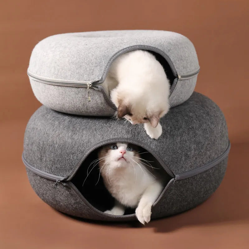 Round Woolen Cat Nest & Tunnel HejK.com Marketplace LLC