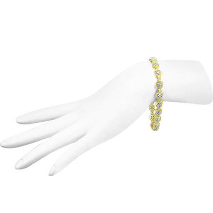 10K Yellow Gold 2.0 Cttw Diamond Square Link Bracelet (J-K Color, I2-I3 Clarity) - Size 7.25" WEM Support (www.WEM.support)