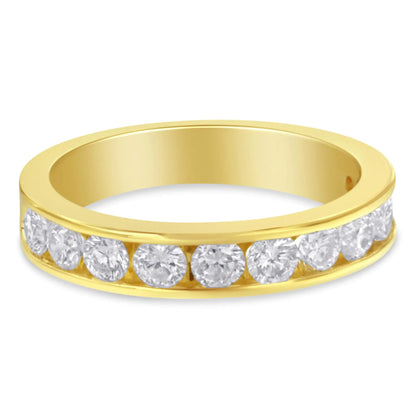 18K Yellow Gold Round Cut Diamond Band Ring (1 Cttw, H-I Color, SI2-I1 Clarity) WEM Support (www.WEM.support)