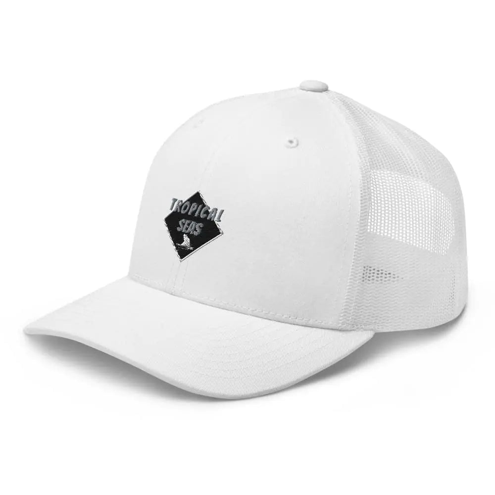 Tropical Seas Shark Fin Trucker Hat WEM Support (www.WEM.support)