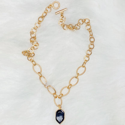 Heart Of Natural Stone Necklace, Black WEM Support (www.WEM.support)