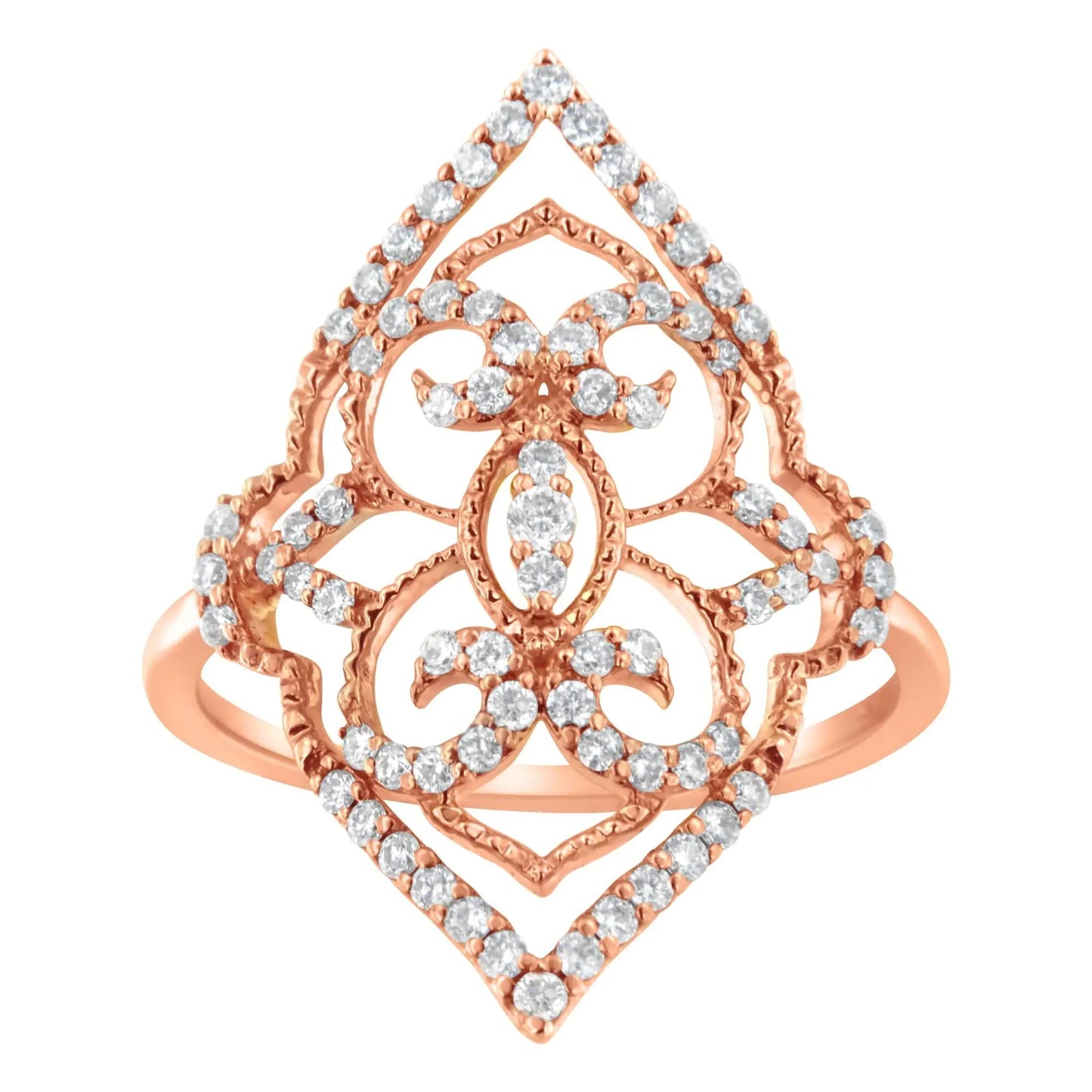 10K Rose Gold Diamond Cocktail Ring (1/2 Cttw, H-I Color, I1-I2 Clarity) WEM Support (www.WEM.support)