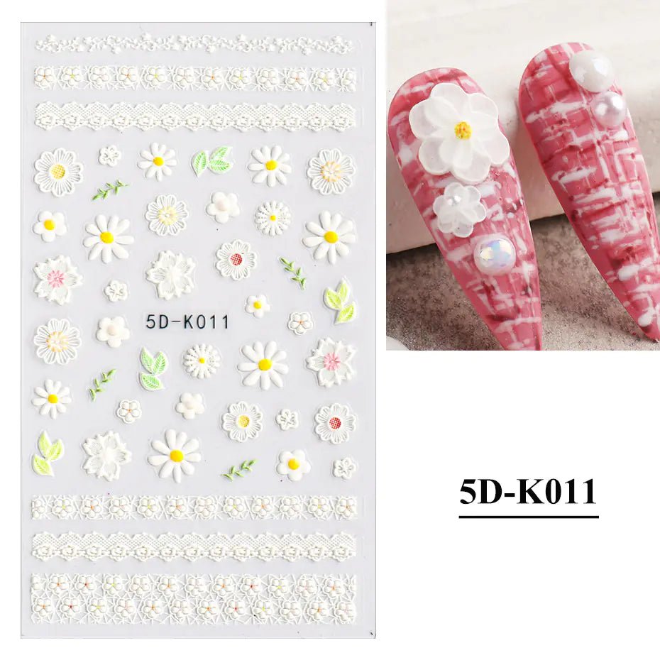 3D Hollow White Bridal Lace Butterfly Nail Stickers - Catch Cards