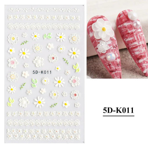 3D Hollow White Bridal Lace Butterfly Nail Stickers - Catch Cards