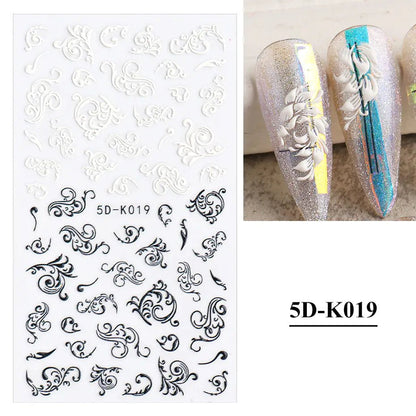 3D Hollow White Bridal Lace Butterfly Nail Stickers - Catch Cards
