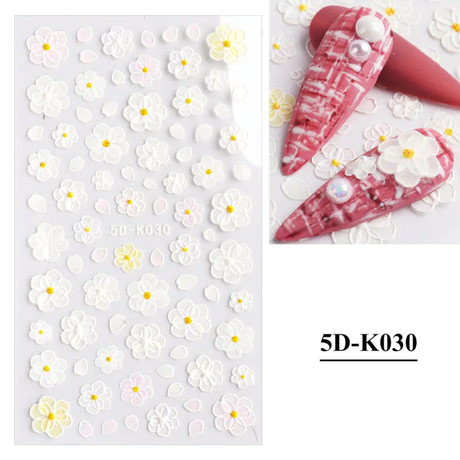 3D Hollow White Bridal Lace Butterfly Nail Stickers - Catch Cards