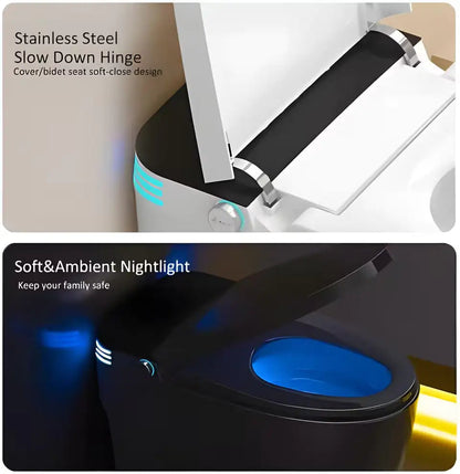 Smart Bidet Toilet For Bathrooms One Piece Toilet With Heated Bidet Seat,Foot Auto Sensor, Dual Flush, Tankless WEM Support (www.WEM.support)