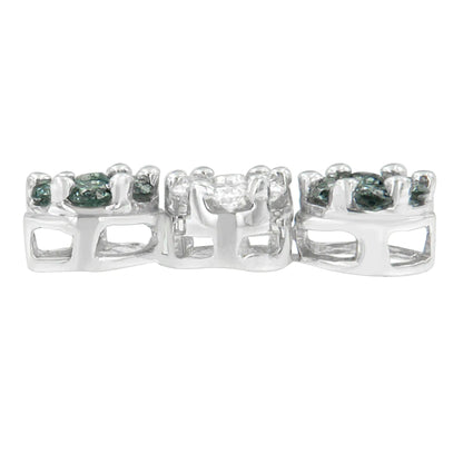 14K White Gold 1 cttw Round Cut White and Treated Blue Diamond Floral Cluster Pendant Necklace (H-I, SI1-SI2) WEM Support (www.WEM.support)