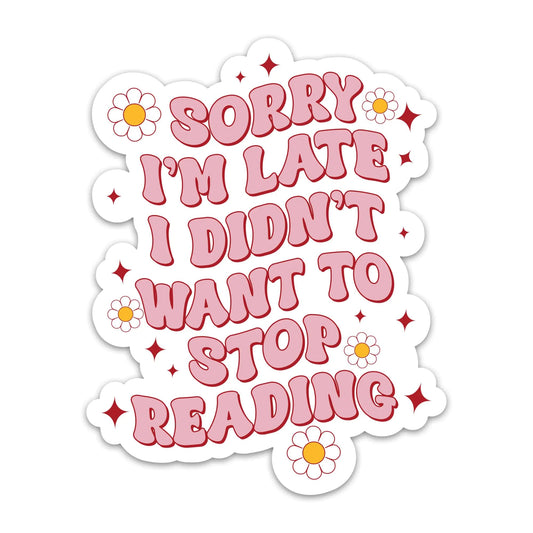 3PC Book Nerd's Sorry I'm Late Humorous Vinyl Stickers - Catch Cards
