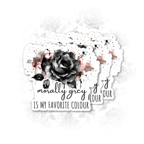 3Pc Bookish Vinyl Decal Set - Morally Grey, Rose Theme for Laptops & Bottles - Catch Cards