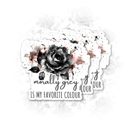 3Pc Bookish Vinyl Decal Set - Morally Grey, Rose Theme for Laptops & Bottles - Catch Cards