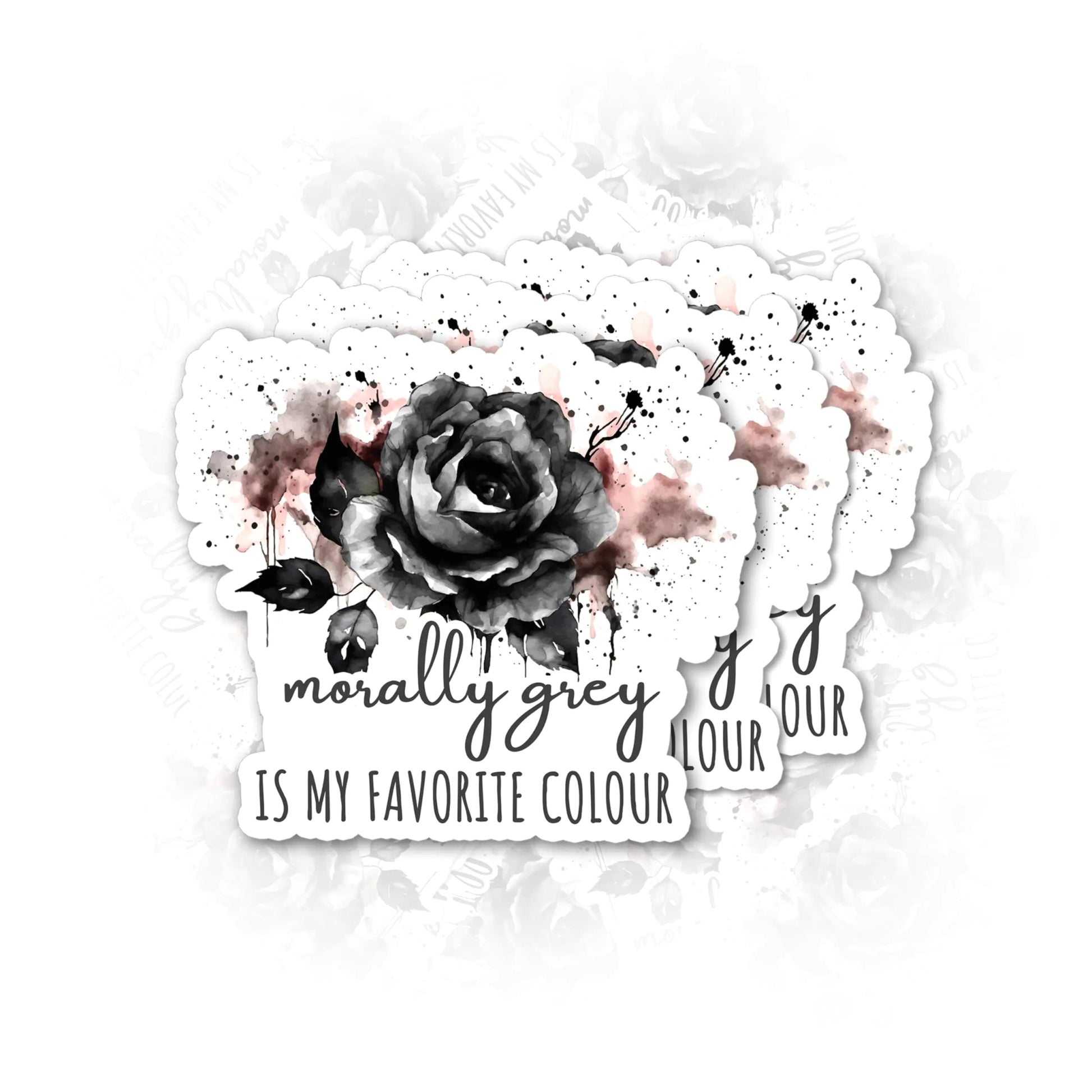 3Pc Bookish Vinyl Decal Set - Morally Grey, Rose Theme for Laptops & Bottles - Catch Cards