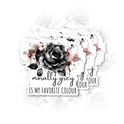 3Pc Bookish Vinyl Decal Set - Morally Grey, Rose Theme for Laptops & Bottles - Catch Cards