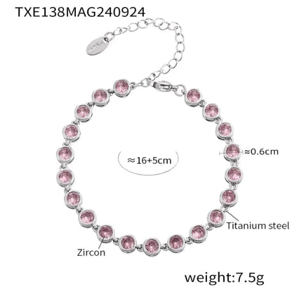 Titanium Steel Zircon Color Mix Bracelet & Necklace Set WEM Support (www.WEM.support)
