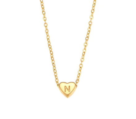 Heart Charm Gold Necklet - Initial Love HejK.com Marketplace LLC