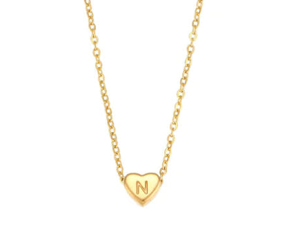 Heart Charm Gold Necklet - Initial Love HejK.com Marketplace LLC