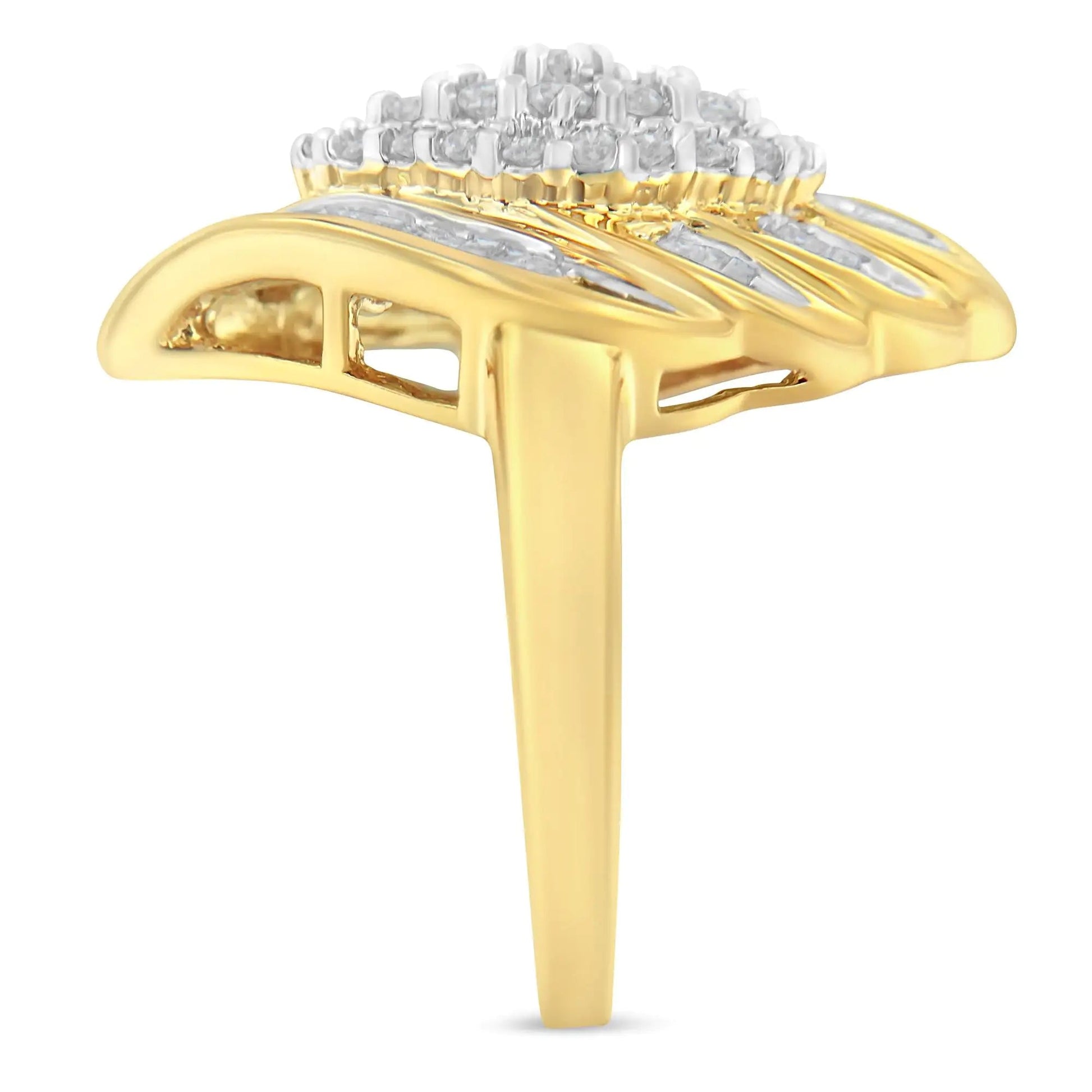 10K Yellow Gold Diamond Cocktail Ring (3/4 Cttw, I-J Color, I2-I3 Clarity) WEM Support (www.WEM.support)