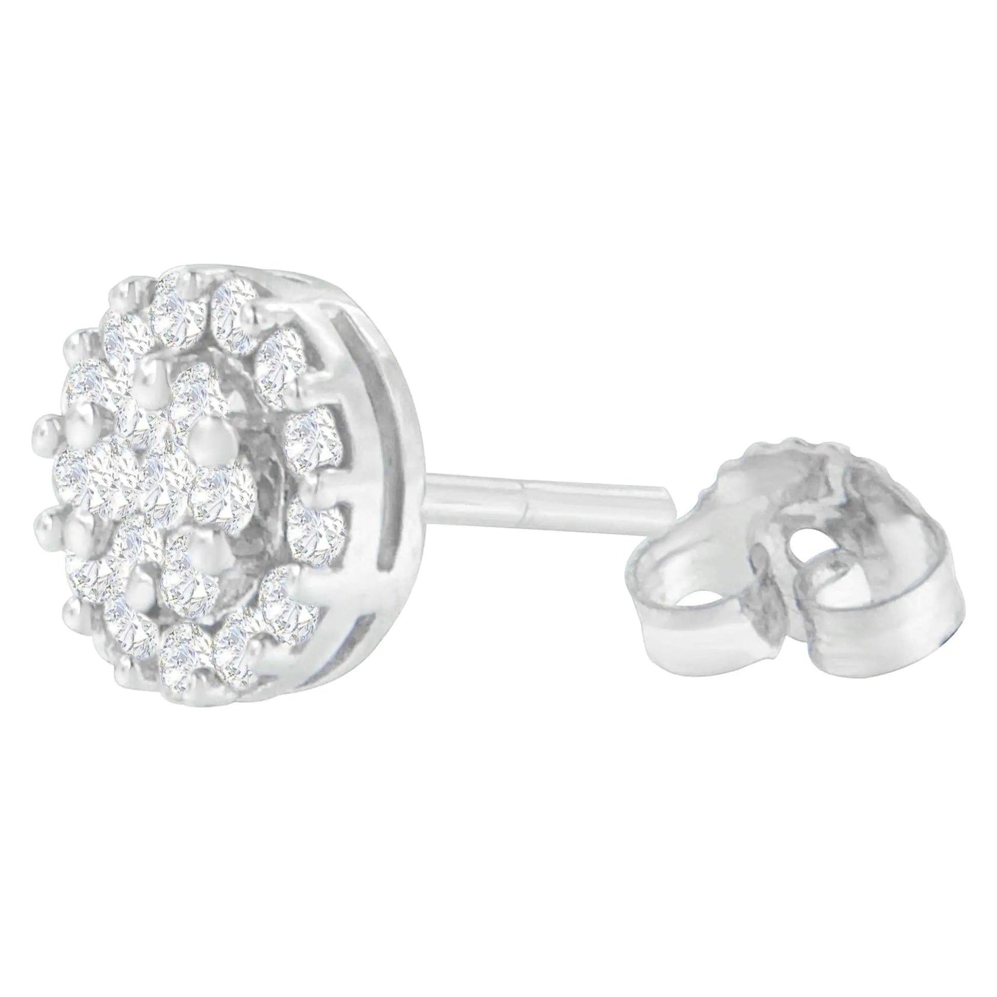 14K White Gold 3/4 cttw Round Cut Diamond Stud Earring (H-I, SI2-I1) WEM Support (www.WEM.support)
