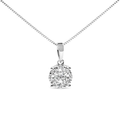 14k White Gold 1/2 Cttw Lab Grown Diamond Floral Cluster Pendant 18" Necklace (G-H Color, VS1-VS2 Clarity) WEM Support (www.WEM.support)