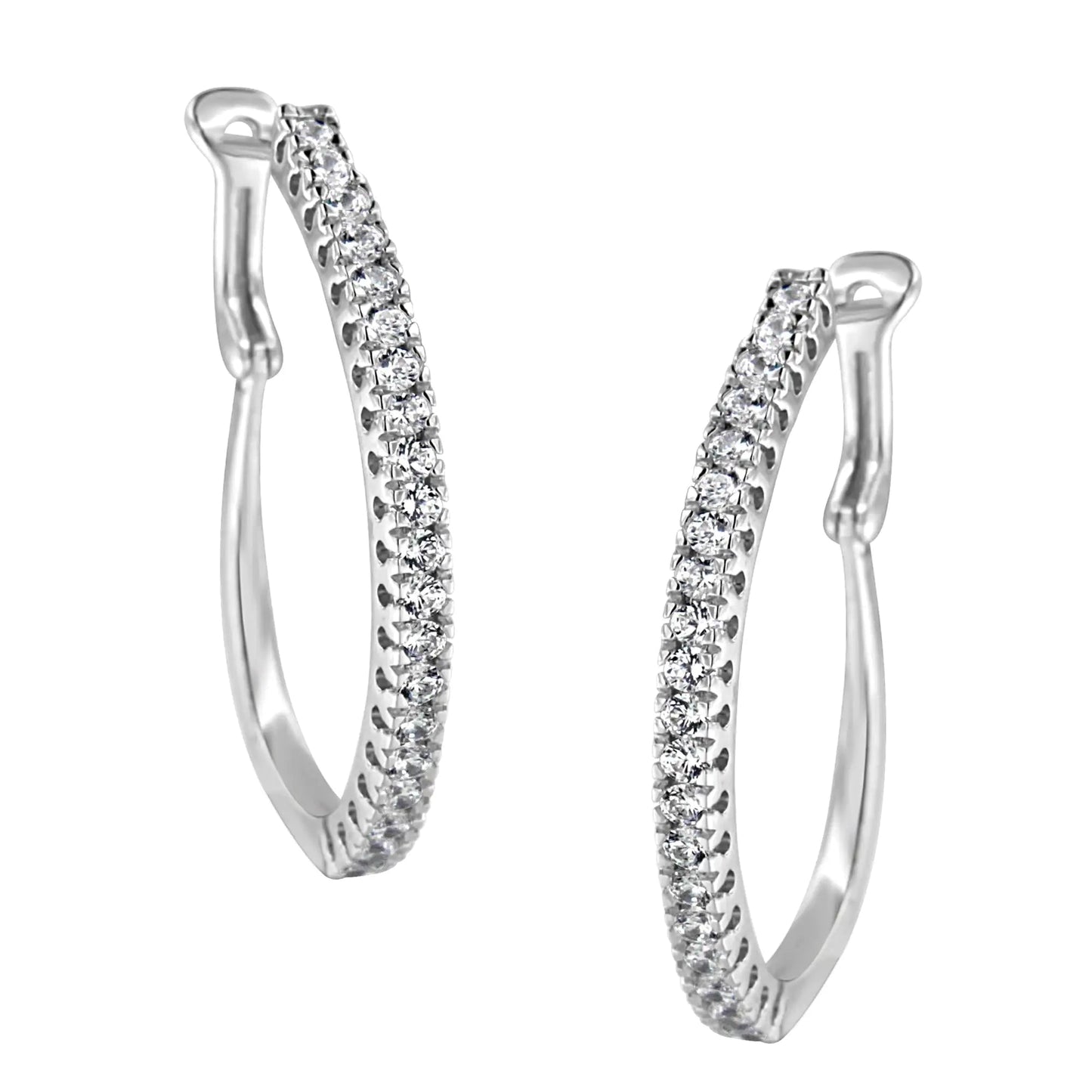 14KT White Gold 1 cttw Diamond Hoop Earrings (H-I, I1-I2) WEM Support (www.WEM.support)