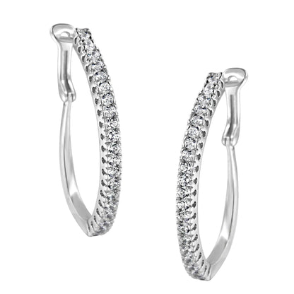 14KT White Gold 1 cttw Diamond Hoop Earrings (H-I, I1-I2) WEM Support (www.WEM.support)