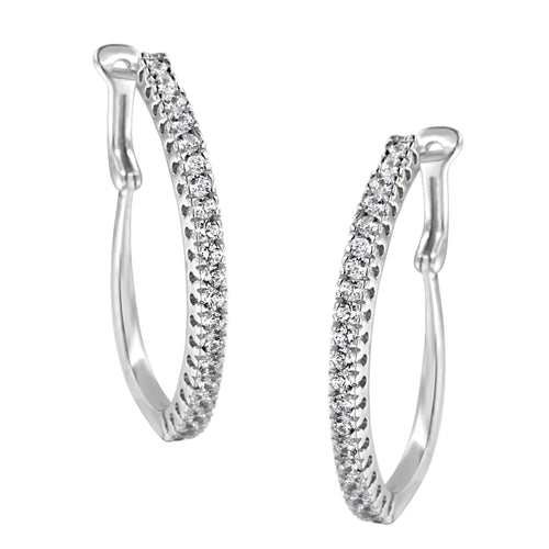 14KT White Gold 1 cttw Diamond Hoop Earrings (H-I, I1-I2) WEM Support (www.WEM.support)