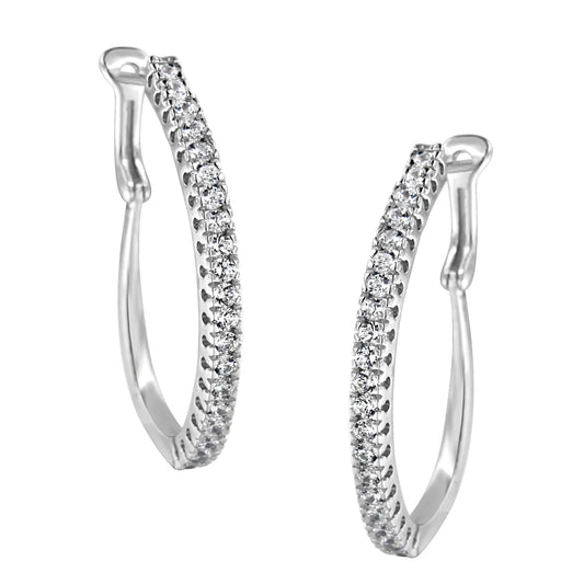 14KT White Gold 1 cttw Diamond Hoop Earrings (H-I, I1-I2) WEM Support (www.WEM.support)