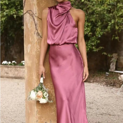 Women's Solid Color Dress Sleeveless Long Skirt Cover WEM Support (www.WEM.support)