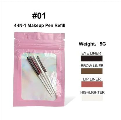 4 - in - 1 Cosmetic Brush – Highlight, Lip, Eye & Brow Pencil - Catch Cards