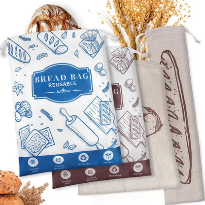 4 - Piece Artisan Bread Storage Bags with Eco - Friendly TPU Lining - Catch Cards