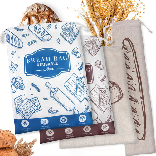 4 - Piece Artisan Bread Storage Bags with Eco - Friendly TPU Lining - Catch Cards