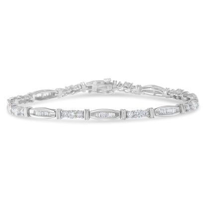 14k White Gold Geometric Pattern Diamond Tennis Bracelet (3 cttw, H-I Color, SI2-I1 Clarity) WEM Support (www.WEM.support)