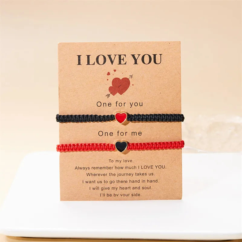 Heart-Shaped Woven Couple Bracelet WEM Support (www.WEM.support)