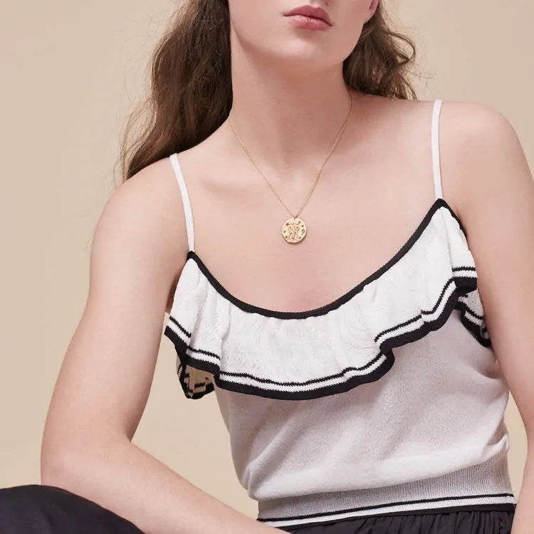 Gold Coin Disk Pendant Zodiac Necklace WEM Support (www.WEM.support)