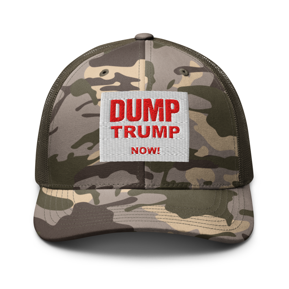 DUMP TRUMP NOW! Camo Outdoor Trucker Cap - Mesh hats