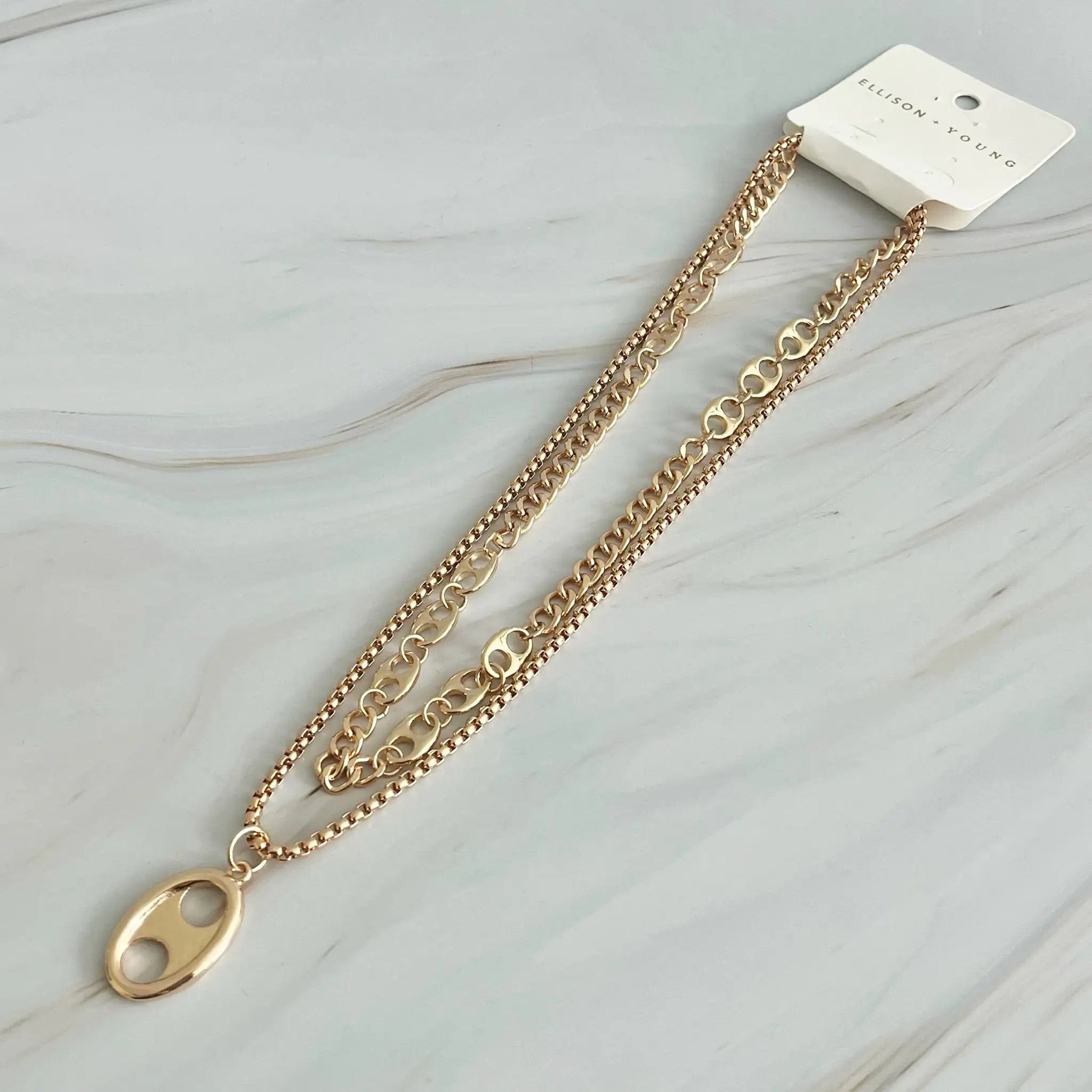 Button Charm Golden Necklace Set WEM Support (www.WEM.support)