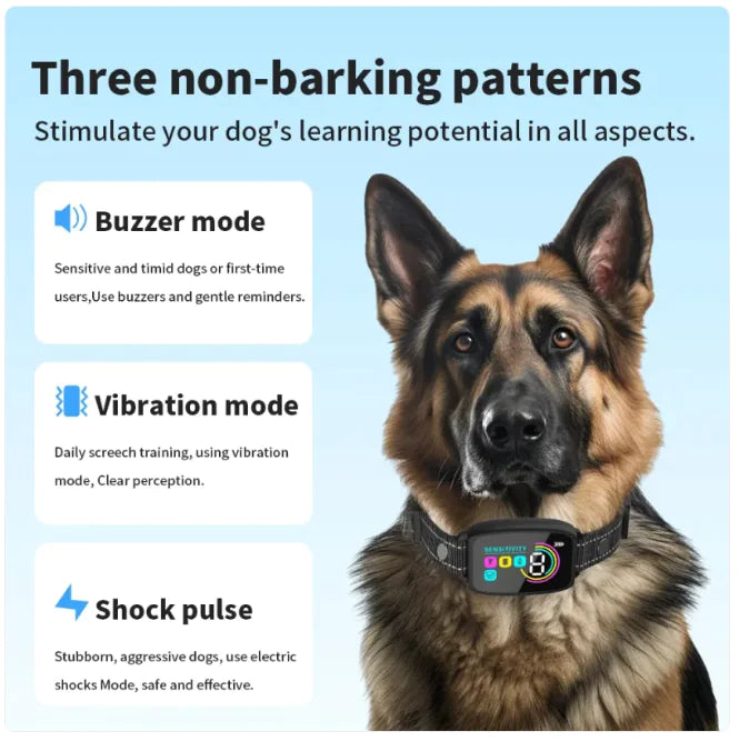 Smart Rechargeable Anti-Bark Dog Collar with HD Display & Waterproof Design WEM Support (www.WEM.support)