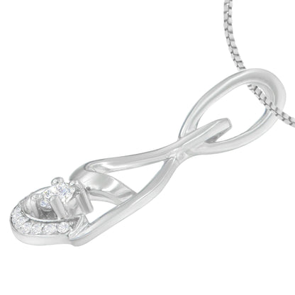 Espira 10K White Gold 1/4 cttw Round Cut Diamond Spiral Link Pendant Necklace (H-I, I1-I2) WEM Support (www.WEM.support)