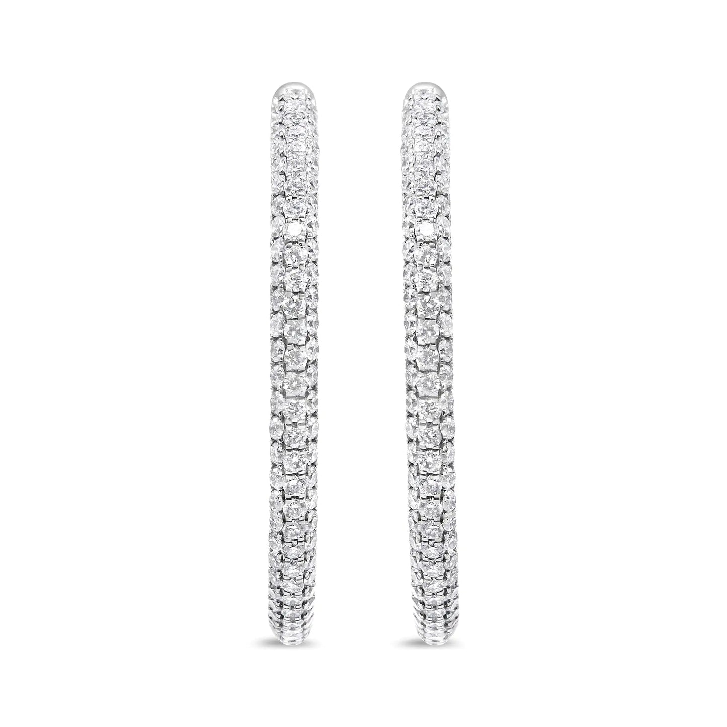 14K White Gold 3 1/2 Cttw Lab Grown Pave Set Diamond Eternity Inside Out Hoop Earrings  (G-H Color, SI1-SI2 Clarity) WEM Support (www.WEM.support)