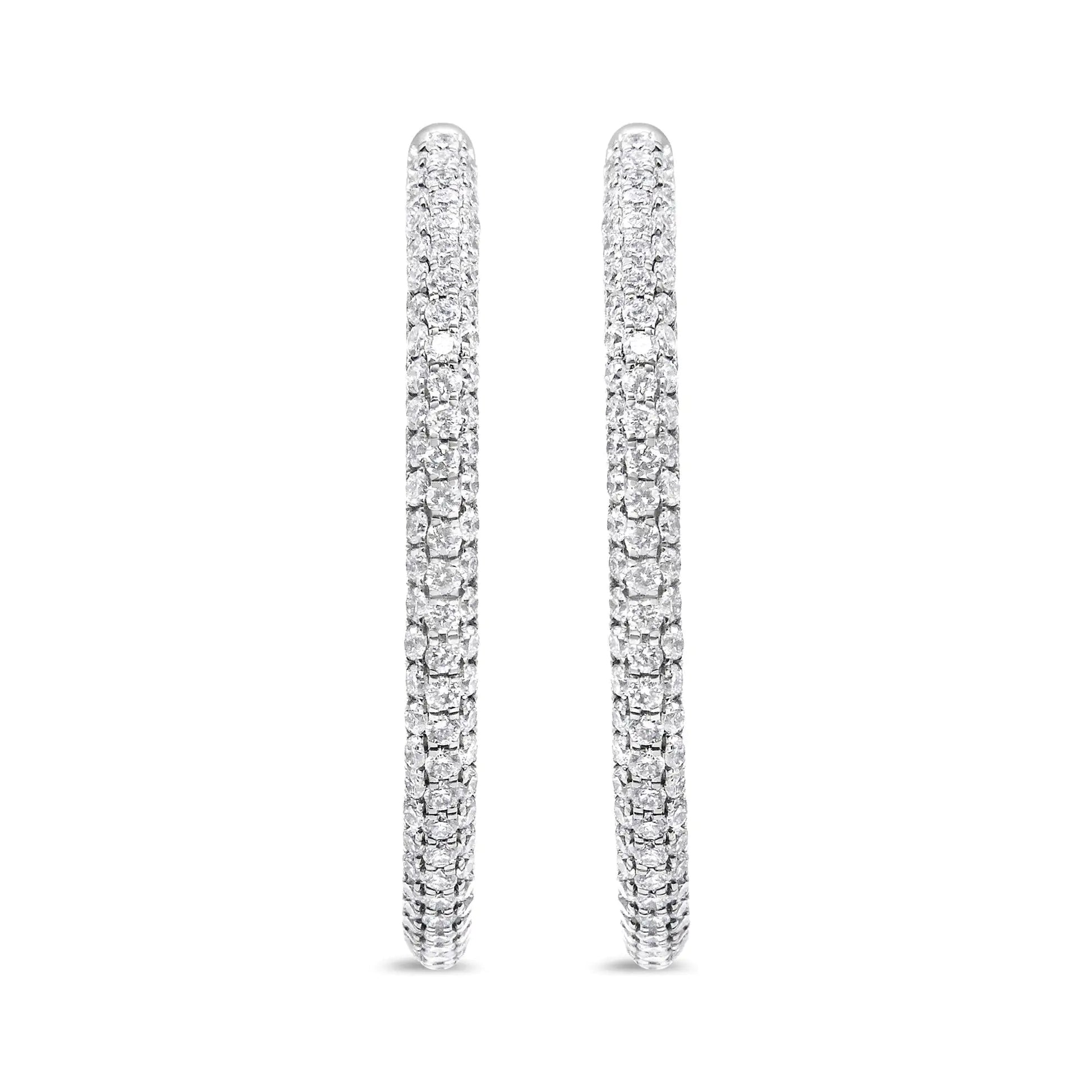 14K White Gold 3 1/2 Cttw Lab Grown Pave Set Diamond Eternity Inside Out Hoop Earrings  (G-H Color, SI1-SI2 Clarity) WEM Support (www.WEM.support)