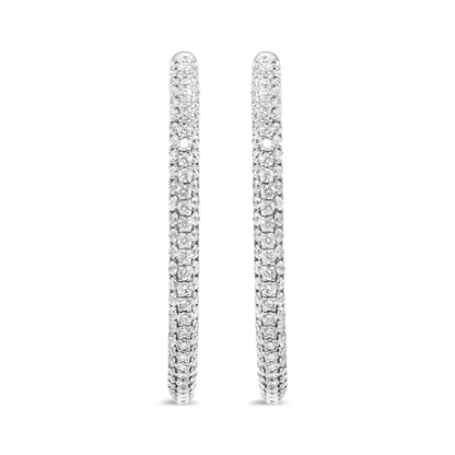 14K White Gold 3 1/2 Cttw Lab Grown Pave Set Diamond Eternity Inside Out Hoop Earrings  (G-H Color, SI1-SI2 Clarity) WEM Support (www.WEM.support)