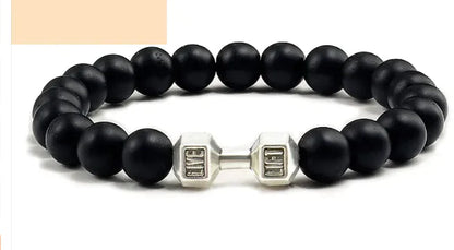 Men's Barbell & Lava Rock Dumbbell Bracelet WEM Support (www.WEM.support)