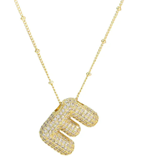 Brass Zircon Letter Necklace WEM Support (www.WEM.support)
