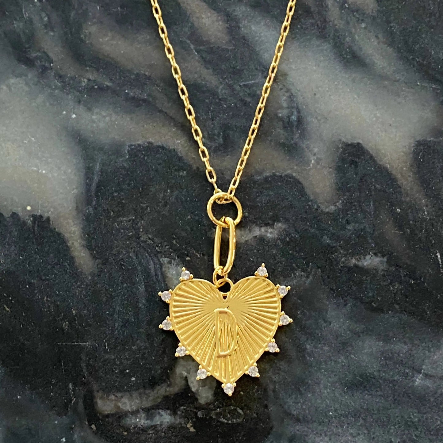 Clip Hanging Initial Heart Necklace WEM Support (www.WEM.support)