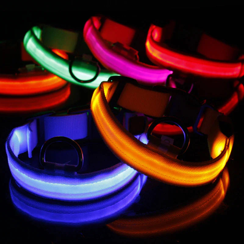 LED Adjustable Dog Collar Blinking Flashing Light Up Glow Pets Safety Waterproof WEM Support (www.WEM.support)