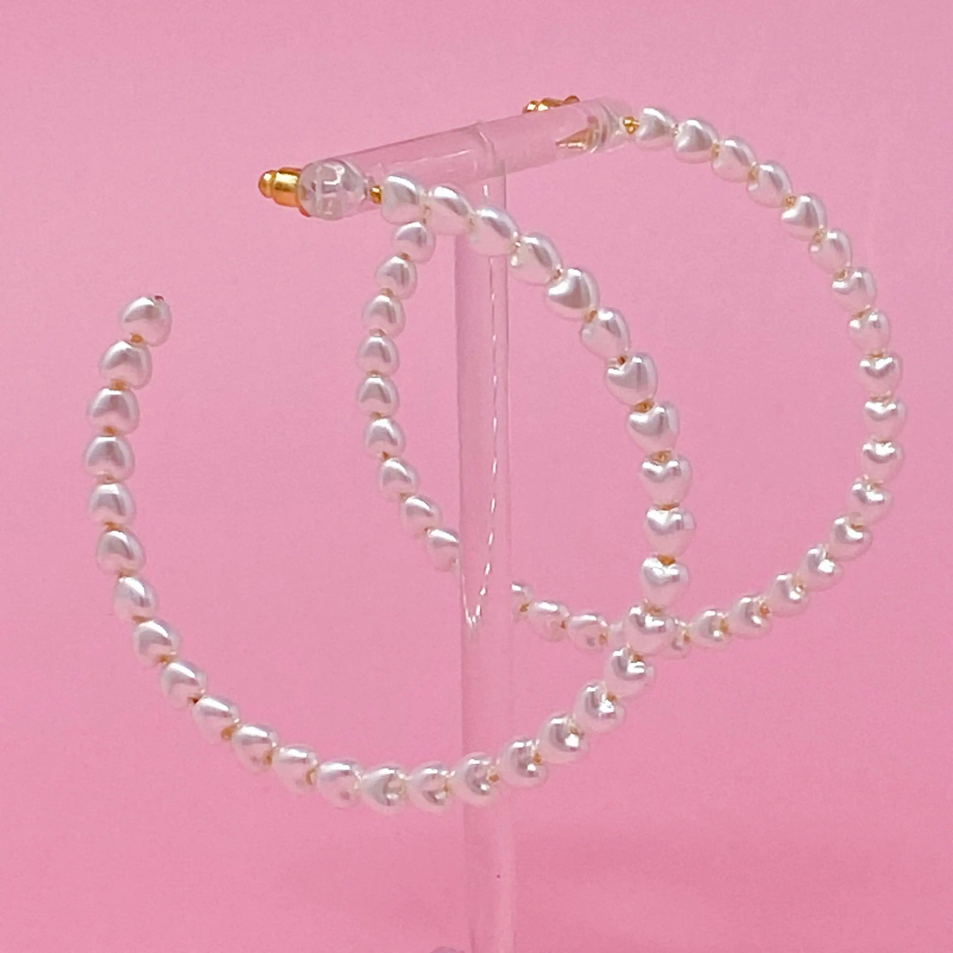 Heart Pearl Hoop Earrings WEM Support (www.WEM.support)