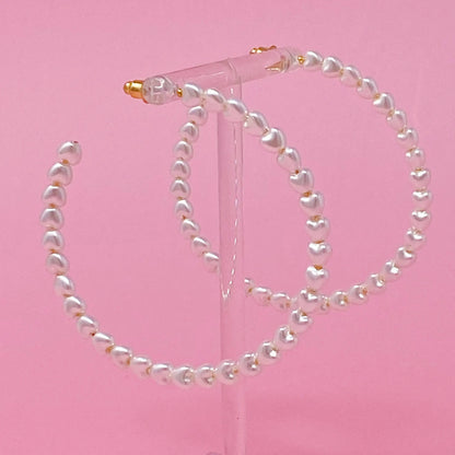 Heart Pearl Hoop Earrings WEM Support (www.WEM.support)