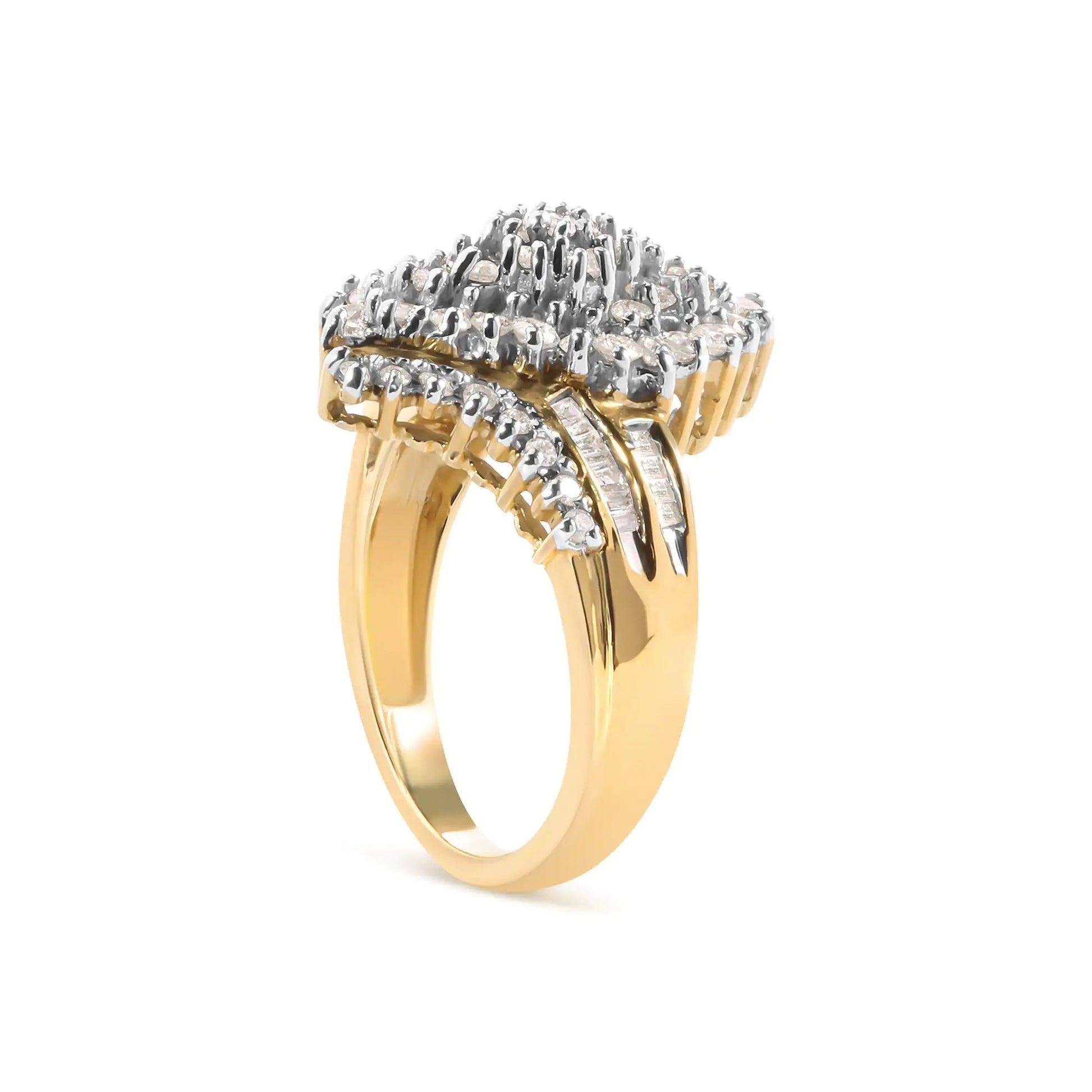 10K Yellow Gold 1.0 Cttw Diamond Cluster and Halo Ring (H-I Color, SI2-I1 Clarity) WEM Support (www.WEM.support)